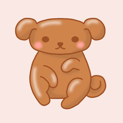 Puppy adorable illustration mocha brown  color 