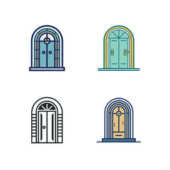 Simple, minimal double door set, icon, logo, vector design