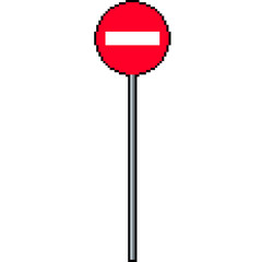 Pixel art no entry traffic sign – road sign in 8-bit style