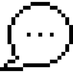 Pixel art bubble chat with 3 dots. Empty speech bubble 8-bit style 