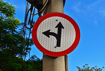 Traffic direction sign in Maracana neighborhood, Rio de Janeiro, Brazil