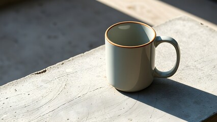 Minimalist White Coffee Mug Mockup on Concrete Surface