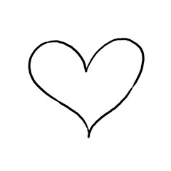 Heart, simple note sketch, hand drawn illustration, black pencil, transparent background, PNG
