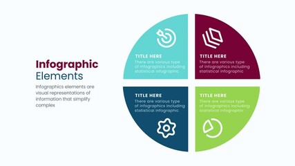 Minimal business video circle infographic design animation. Rotation of cycle, presentation, and round chart. Modern 2D animated motion graphics for business and marketing. - Powered by Adobe