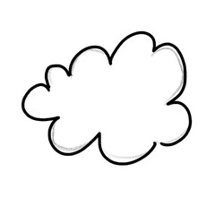 Cloud, simple note sketch, hand drawn illustration, black pencil, transparent background, PNG