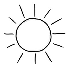 Obraz premium Sun, simple note sketch, hand drawn illustration, black pencil, transparent background, PNG