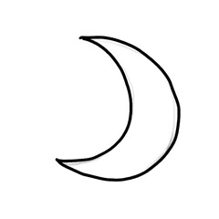 Moon, simple note sketch, hand drawn illustration, black pencil, transparent background, PNG