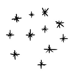 Stars, simple note sketch, hand drawn illustration, black pencil, transparent background, PNG