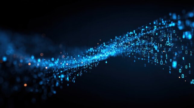 Binary Code Wave in Dark Blue for Digital Tech and Cyber Design