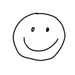 Happy, Smile, simple note sketch, hand drawn illustration, black pencil, transparent background, PNG