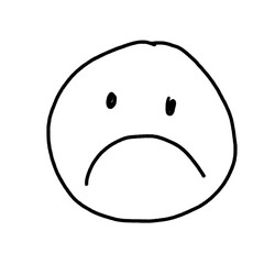 Sad, Unhappy, simple note sketch, hand drawn illustration, black pencil, transparent background, PNG