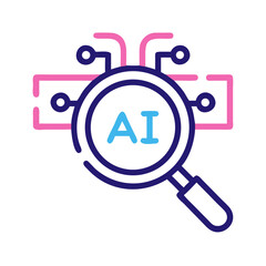 Supervised Learning Icon – AI Algorithm Concept Line Vector