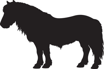 Nangchen horse in silhouette pure white background.