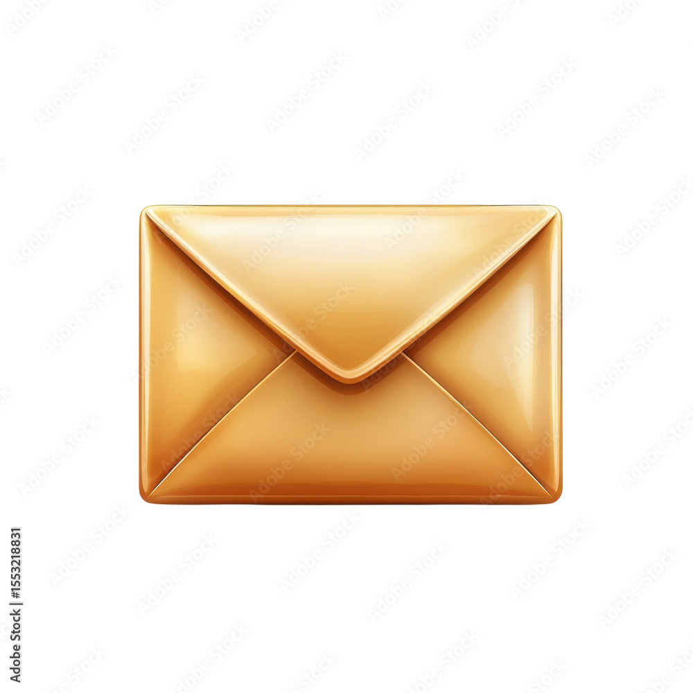 Aufkleber golden envelope email message mail icon digital communication notification on transparent background