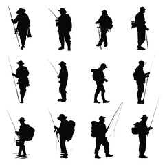 fisherman jumping silhouette