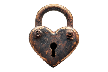 picture of closed heart shaped padlock high quality realistic image