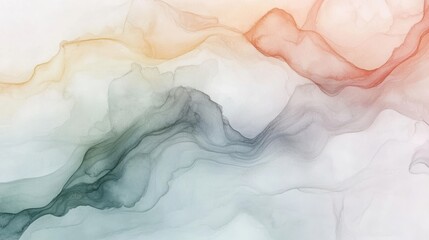 Obraz premium Abstract watercolor ink wash painting with flowing organic shapes and soft pastel colors