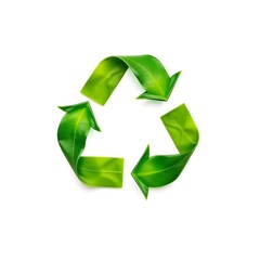 Obraz premium Recycling Leaves Icon on Light Background – Eco-Friendly Concept of Sustainable Production, Eco Plastic, and Green Fuel (AI Generated)