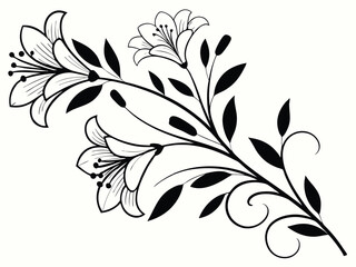 Obraz premium elegant-flower-branch-leaves-foliage-line-icon-vec.eps
