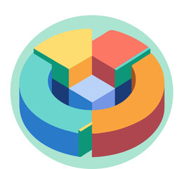 Obraz premium Colorful 3D pie chart diagram illustrating financial market growth and business success with vibrant data graphics