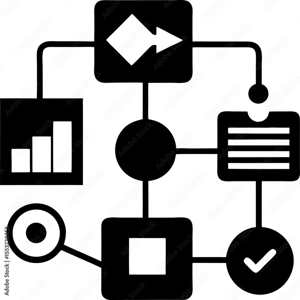 Poster a vector set of black business and technology icons for web and mobile communication
