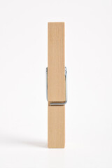 Wooden clothes pin isolated on white background with clipping path