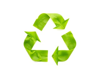 Obraz premium Recycling Leaves Icon on Light Background – Eco-Friendly Concept of Sustainable Production, Eco Plastic, and Green Fuel (AI Generated)