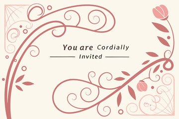 Minimalist Wedding Invitation Layout Design Vector