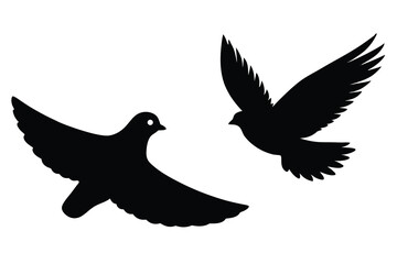 pigeon silhouette flying dove silhouette vector