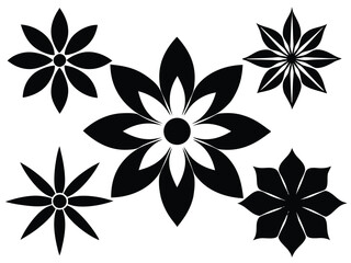 set of flower ornaments shape vector graphics