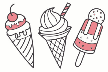 set of ice cream ice cream simple sign 