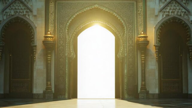 The grand entrance of Imam Ali's Shrine, known for its gold-plated doors and ornate tilework, symbolizing the reverence and devotion it holds within Iranian culture.