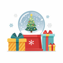 Naklejka premium christmas tree with gifts