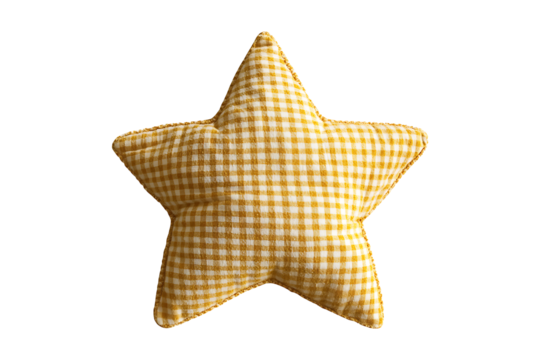 Plush Yellow Star with Checkered Pattern high quality realistic image