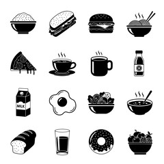 fast food icons set
