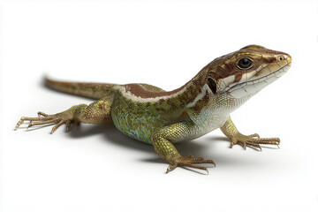 Naklejka premium realistic lizard gecko resting on a clean white board