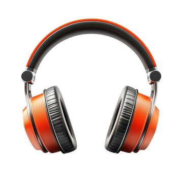 Premium Orange Headphones Music Sound Audio Listening Entertainment DJ on transparent background