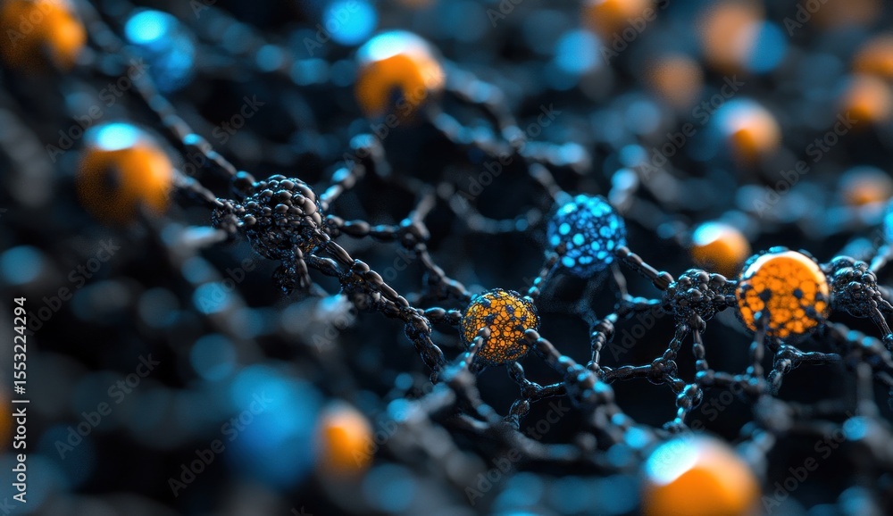 Poster close-up view of a complex molecular structure.