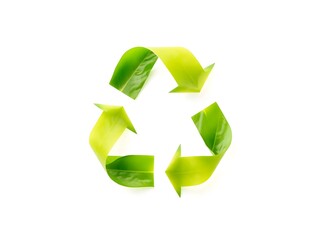Obraz premium Recycling Leaves Icon on Light Background – Eco-Friendly Concept of Sustainable Production, Eco Plastic, and Green Fuel (AI Generated)