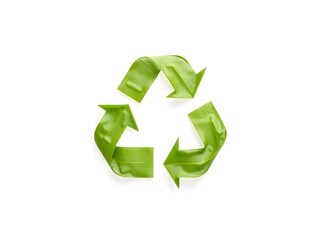 Recycling Leaves Icon on Light Background &ndash; Eco-Friendly Concept of Sustainable Production, Eco Plastic, and Green Fuel (AI Generated)