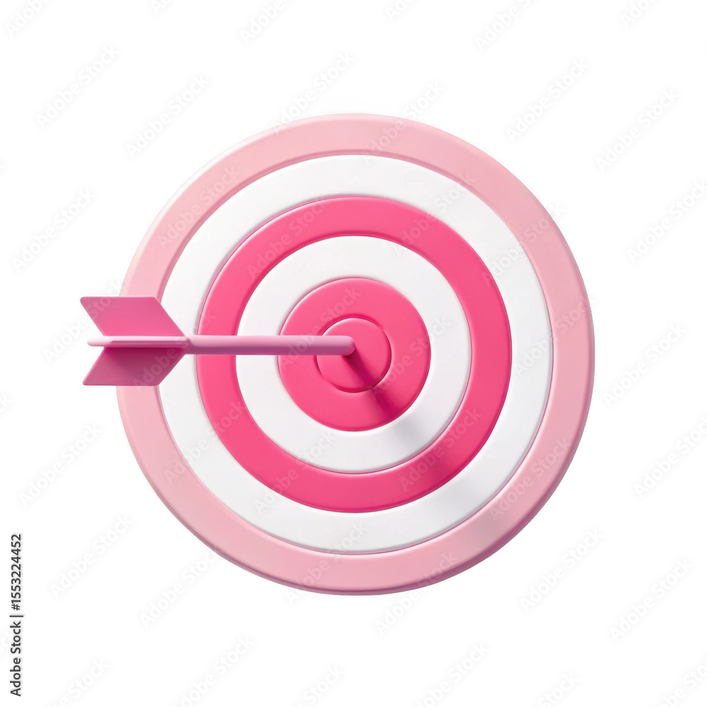 Poster 3d pink target with arrow isolated on transparent background