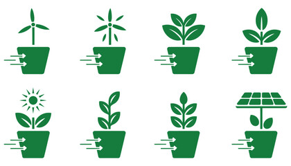 A small set of green potted houseplants with vibrant leaves and flowers, perfect for any home decoration or garden