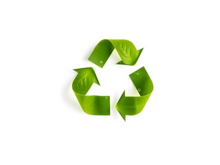 Recycling Leaves Icon on Light Background &ndash; Eco-Friendly Concept of Sustainable Production, Eco Plastic, and Green Fuel (AI Generated)