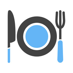 Fototapeta premium Simple plate, knife, and fork graphic