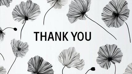 Thank You message with elegant floral sketch
