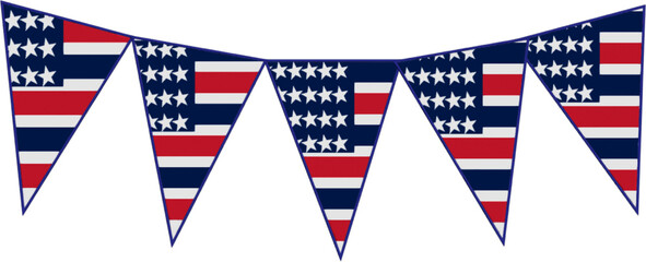 Fototapeta premium 4th of JULY 2025, United States Flag Bunties isolated on white
