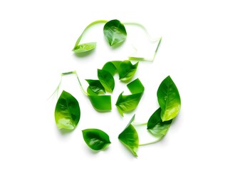 Recycling Leaves Icon on Light Background – Eco-Friendly Concept of Sustainable Production, Eco Plastic, and Green Fuel (AI Generated)