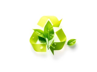 Recycling Leaves Icon on Light Background – Eco-Friendly Concept of Sustainable Production, Eco Plastic, and Green Fuel (AI Generated)