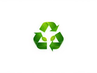 Recycling Leaves Icon on Light Background – Eco-Friendly Concept of Sustainable Production, Eco Plastic, and Green Fuel (AI Generated)
