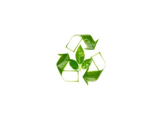 Recycling Leaves Icon on Light Background – Eco-Friendly Concept of Sustainable Production, Eco Plastic, and Green Fuel (AI Generated)